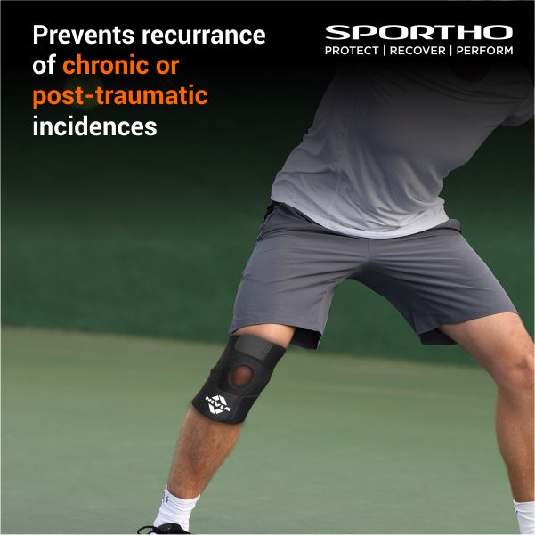 NIVIA Basic Patella Knee Support With Adjustable Vecro, Knee Braces & Sleeves, For Pain Relief & Recovery Available in S | M | L | XL & Black Color , Used for Rehabilitation & Recovery