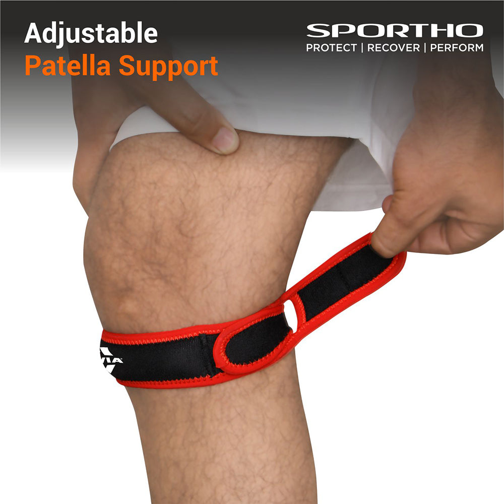 NIVIA Knee Patella Support With Adjustable Velcro, Patella Supports, For Minimum impact on joints and muscles. Available in S | M | L | XL & Black / Red Color , Used for Rehabilitation & Recovery