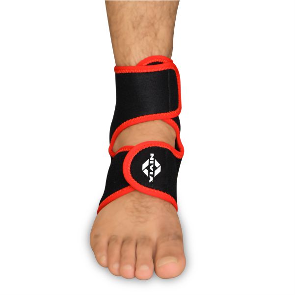 NIVIA Ankle Support With Adjustable Velcro, Ankle Sleeves, Braces or Wraps , For Injury Prevention Available in S | M | L | XL & Black / Red Color , Used for Rehabilitation & Recovery