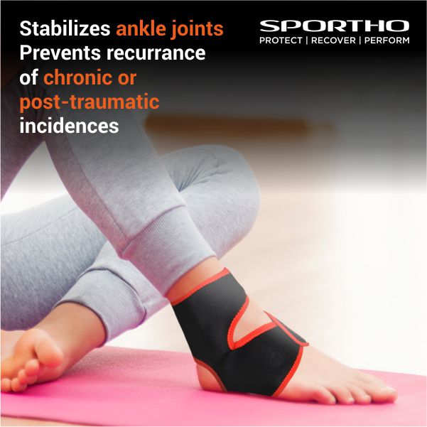 NIVIA Ankle Support With Adjustable Velcro, Ankle Sleeves, Braces or Wraps , For Injury Prevention Available in S | M | L | XL & Black / Red Color , Used for Rehabilitation & Recovery