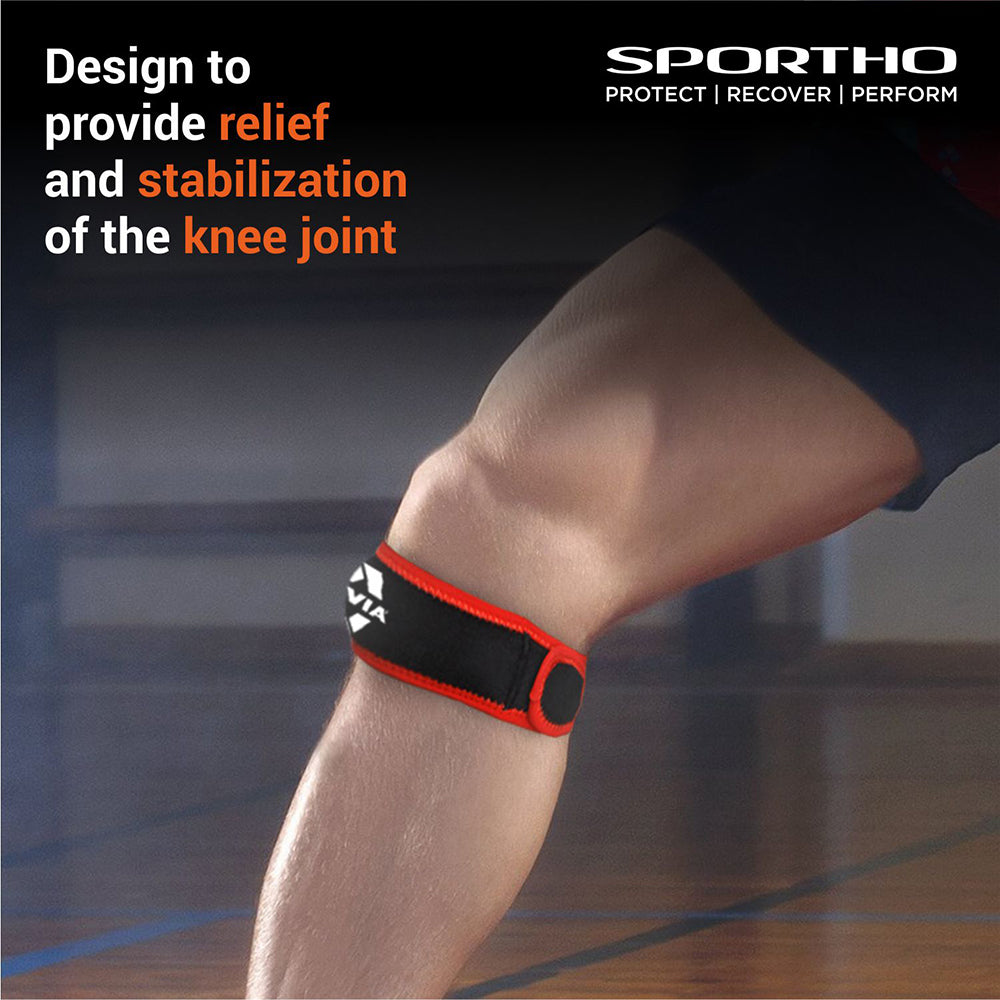 NIVIA Knee Patella Support With Adjustable Velcro, Patella Supports, For Minimum impact on joints and muscles. Available in S | M | L | XL & Black / Red Color , Used for Rehabilitation & Recovery