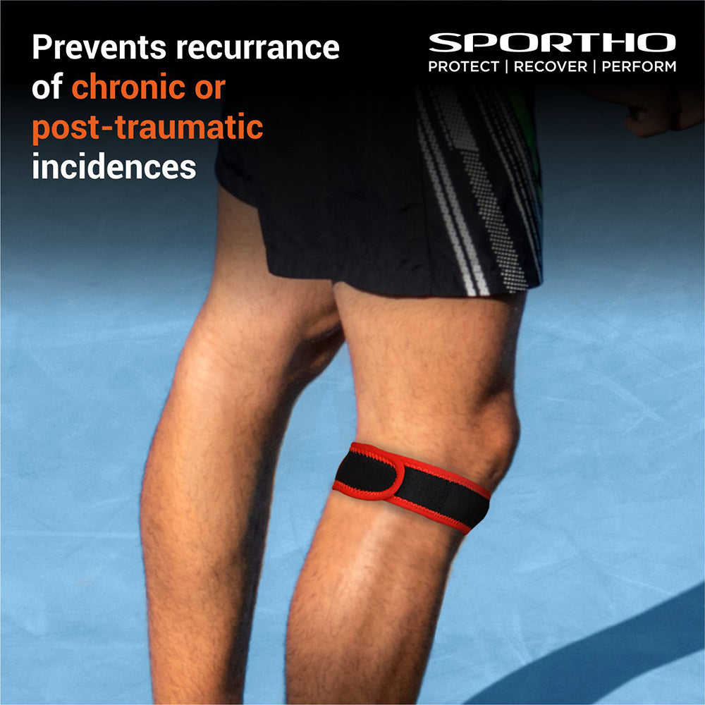 NIVIA Knee Patella Support With Adjustable Velcro, Patella Supports, For Minimum impact on joints and muscles. Available in S | M | L | XL & Black / Red Color , Used for Rehabilitation & Recovery