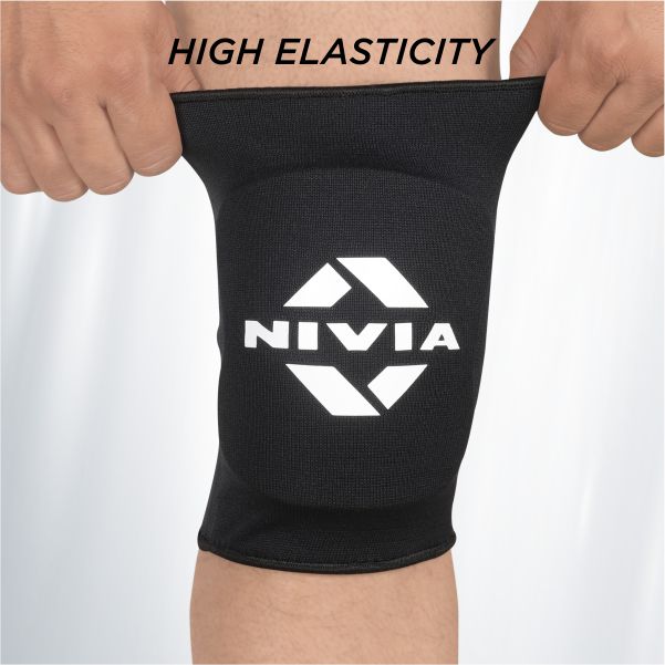 NIVIA Volleyball Knee Support with PU Foam Pad - (Pair) , Knee Braces & Sleeves, For Performance Enhancement Available in Large & Black Color , Used for All kind of impact Sports
