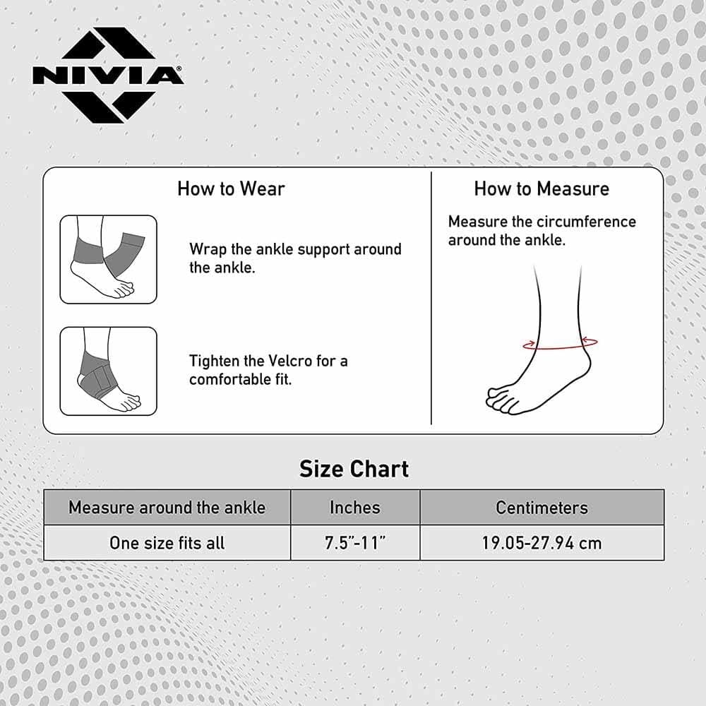 NIVIA Compression Ankle Wraps with Velcro, Ankle Sleeves, Braces or Wraps , For Compression & Circulation Available in S | M | L | XL & Sky BlueColor , Used for Rehabilitation & Recovery