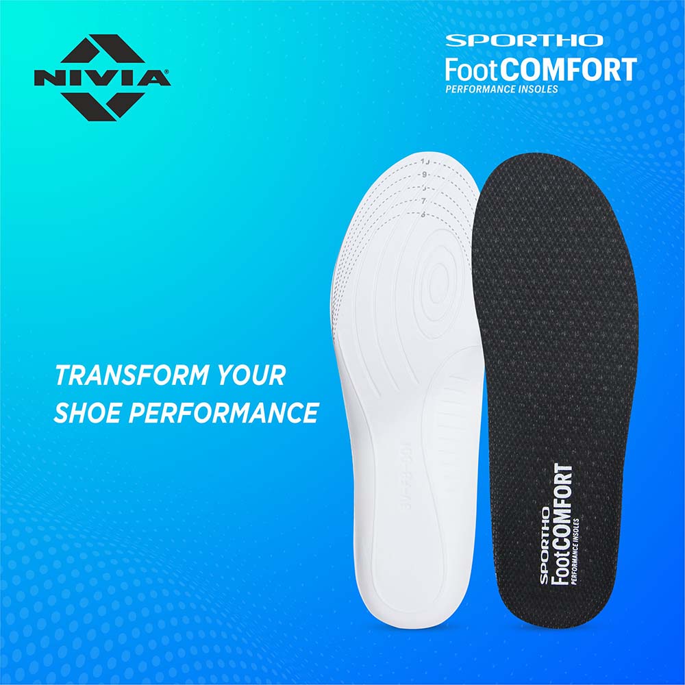 NIVIA Foot Comfort Insole , Insoles , For Cushioning & Comfort Available in Adult (UK 6-11) – EU 39-46 & Black Color , Used for Foot Care