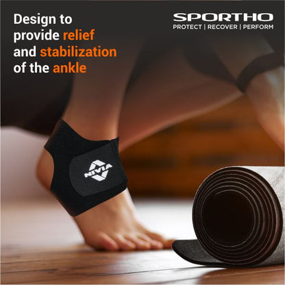 NIVIA Basic Ankle Support with Adjustable Velcro, Ankle Sleeves, Braces or Wraps , For Support & Stability  Available in  S | M | L  | XL & Black Color , Used for All kind of impact Sports