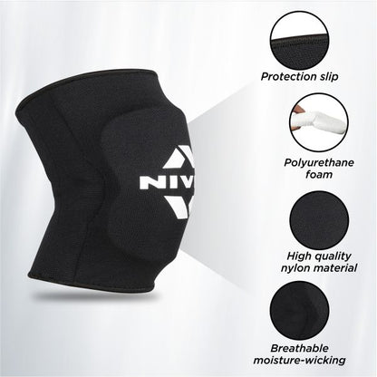 NIVIA Volleyball Knee Support with PU Foam Pad - (Pair) , Knee Braces & Sleeves, For Performance Enhancement Available in Large & Black Color , Used for All kind of impact Sports