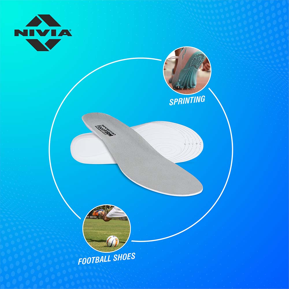 NIVIA Foot Firm Insole, Insoles , For To Distribute weight evenly Available in Adult (UK 6-11) – EU 39-46 & Grey Color , Used for Foot Care