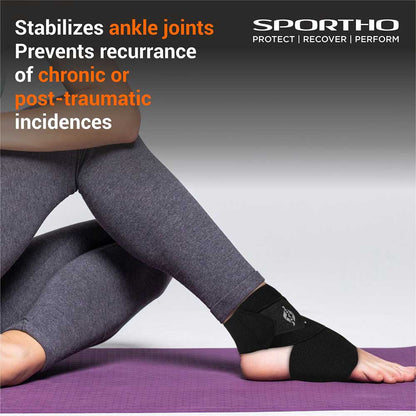 NIVIA Ankle Support Wrap With Velcro, Ankle Sleeves, Braces or Wraps , For Pain Relief & Recovery  Available in XS | S | M | L  | XL & Black Color , Used for Rehabilitation & Recovery