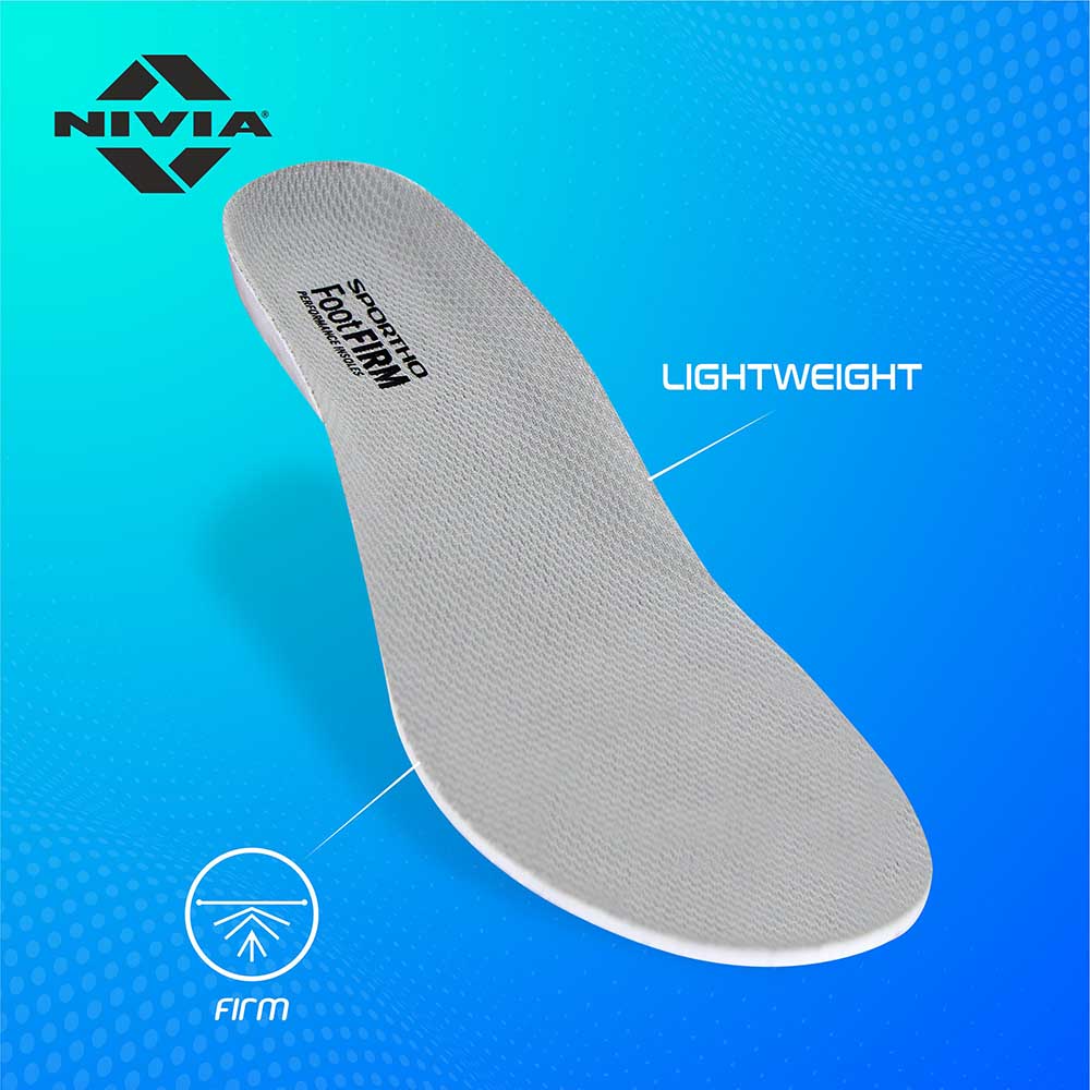 NIVIA Foot Firm Insole, Insoles , For To Distribute weight evenly Available in Adult (UK 6-11) – EU 39-46 & Grey Color , Used for Foot Care