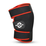 NIVIA Adjustable Knee Support with Velcro, Knee Braces & Sleeves, For Minimum impact on joints and muscles. Available in  S | M | L  | XL & Black / Red Color , Used for Rehabilitation & Recovery